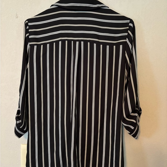 Iz Byer Black and White Striped Button Down Shirt - Picture 4 of 5